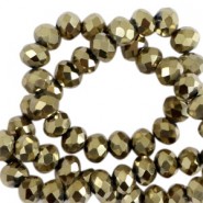 Top Glas Facett Glasschliffperlen 6x4mm rondellen Antique gold metallic-pearl shine coating